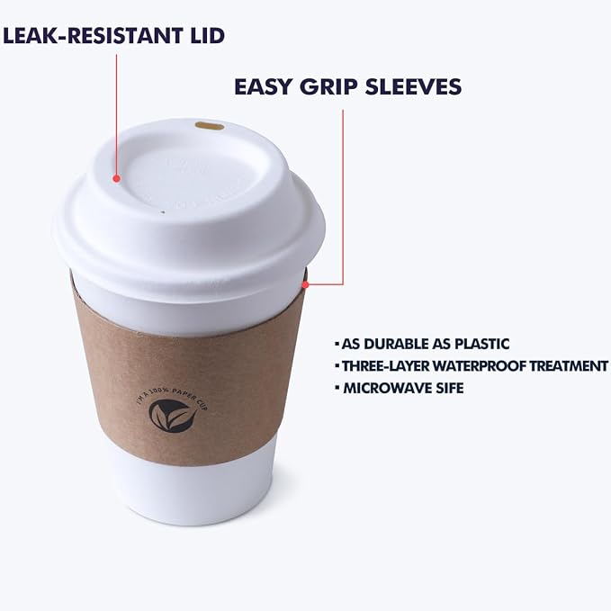 KTOB 12 oz Compostable Coffee Cups - Image 3