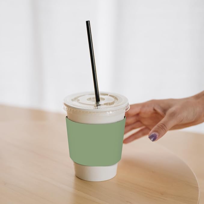 Whaline 100 Pcs Sage Green Coffee Cup Sleeves 4 Gradient Green Colors - Image 5