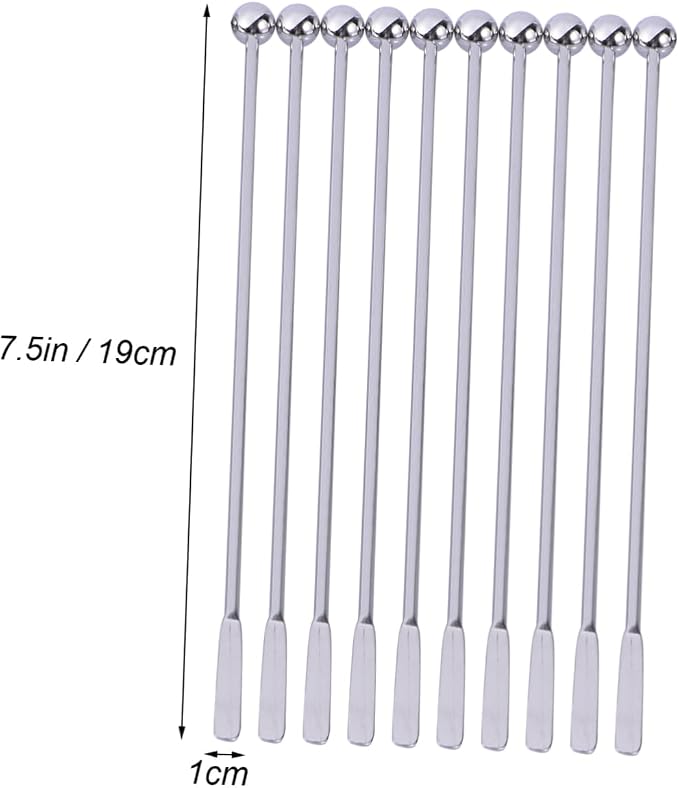Luxshiny 150pcs Stainless Steel Cocktail Stirrer Sticks Mixing Spoon Bar Handle - Image 3