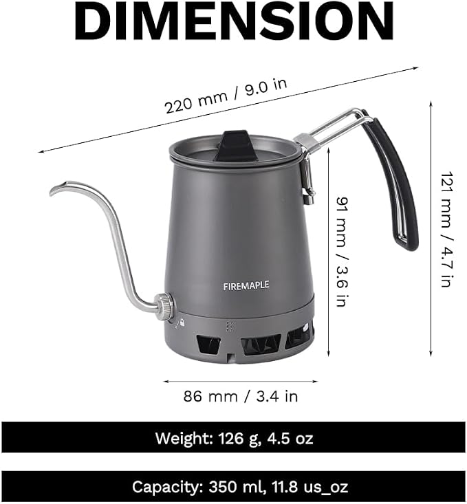 Fire-Maple Petrel Pour-Over Coffee Kettle 350ml Gooseneck Spout Coffee Pots - Image 8