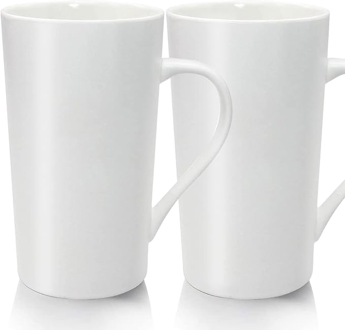 20oz Porcelain Coffee Mugs Set of 2, Large Tall Coffee Mugs by YINUOWEI