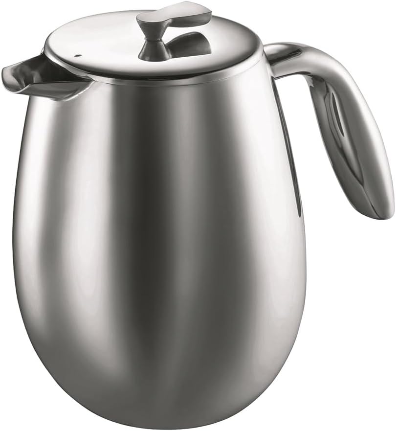 Bodum 51 oz Columbia Thermal French Press Coffee Maker, Insulated Double Wall Stainless Steel, Chrome