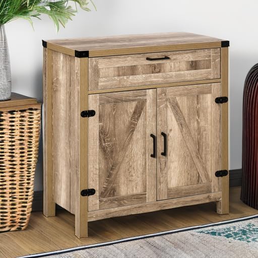 HOMCOM Sideboard with Storage Drawer, Modern Farmhouse Kitchen Cabinet with 2 - Image 6