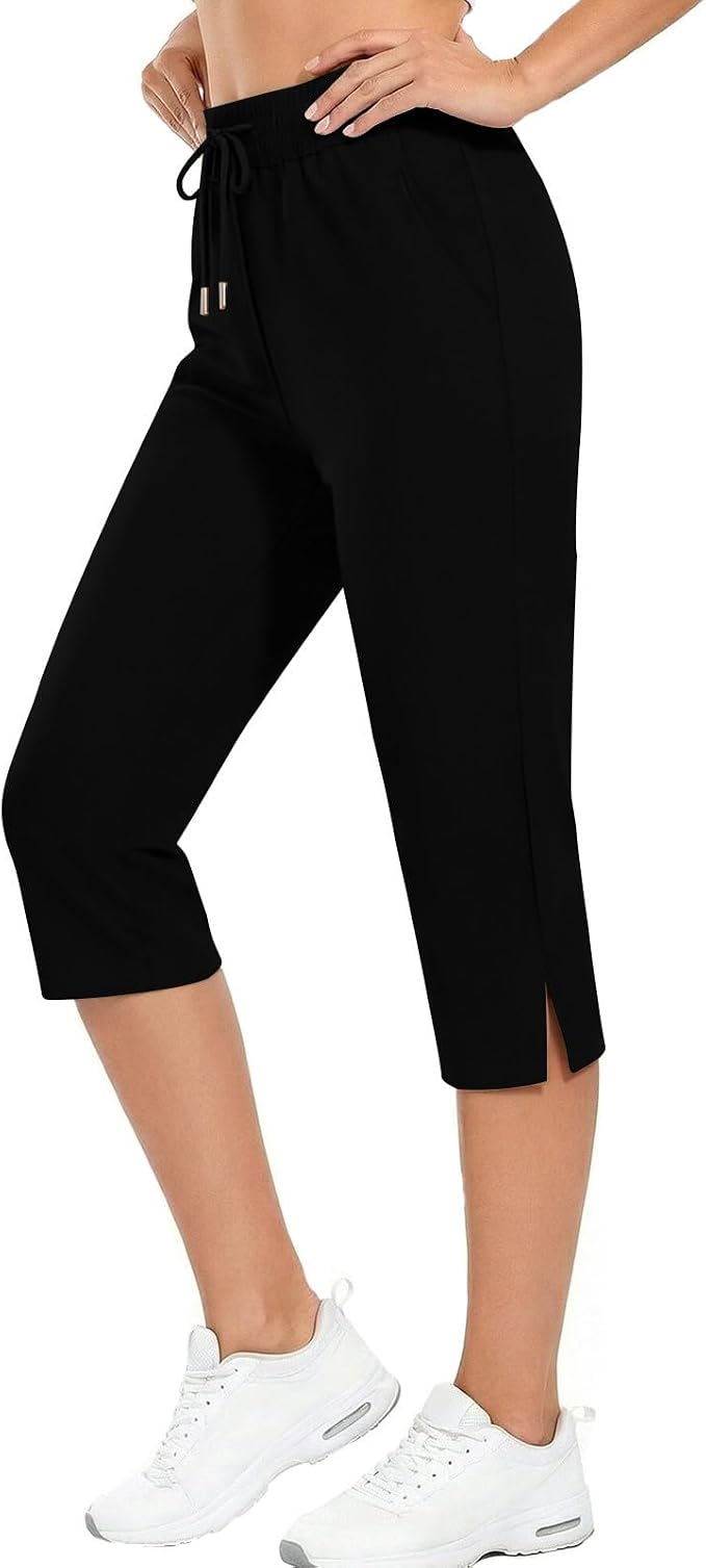 Capri Yoga Pants for Women Drawstring Elastic Waisted Trousers Summer Jogger - Image 7