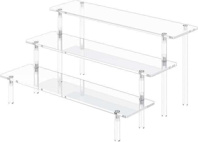 3 Tier Acrylic Display Risers, Large Perfume Organizer Stand, Display Shelves by Dooiclear