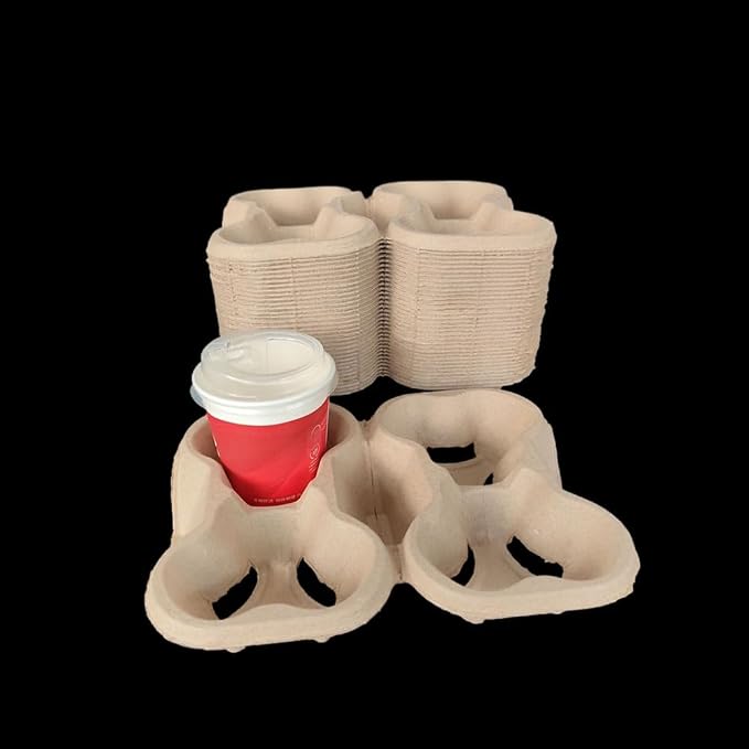36 Pack Disposable 4 Cup Drink Carrier Trays, Biodegradable Pulp Fiber Coffee - Image 7