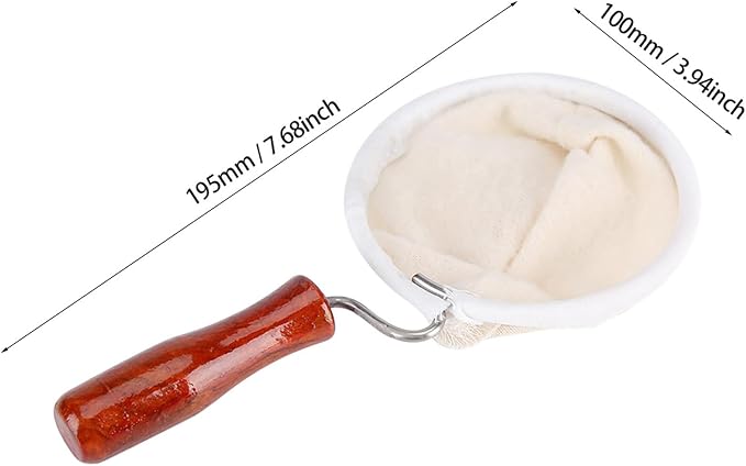 Coffee Strainer Cloth with Wooden Handle Coffee Filter Reusable Cafe Cloth Bag - Image 2