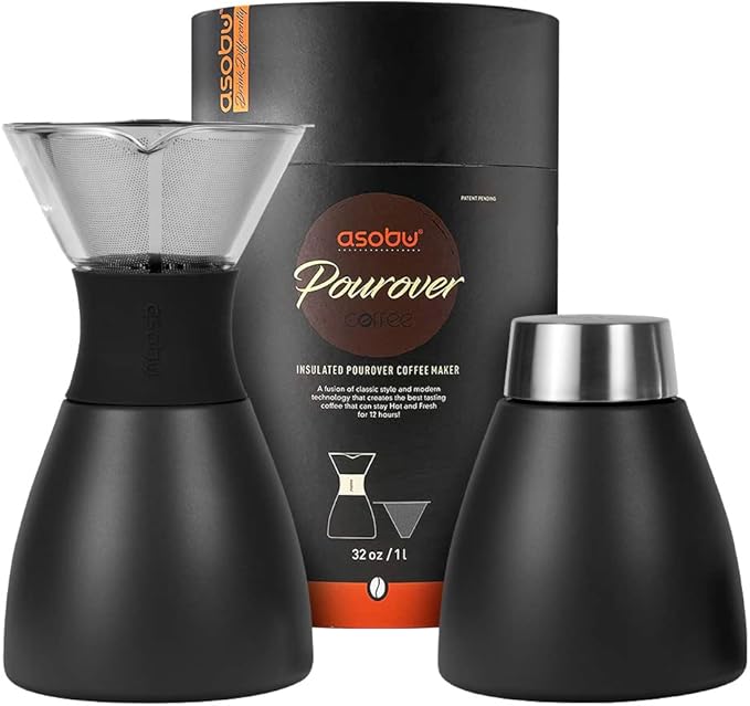 asobu Black Insulated Pour Over Coffee Maker Double-Wall Vacuum, by Asobu