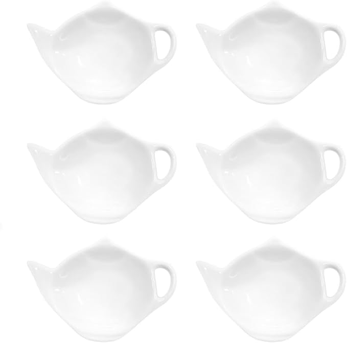 6 Pcs Ceramic Tea Bag Holder Set, Teapot Shaped Tea Bag Rest, Drip Tray by Unknown