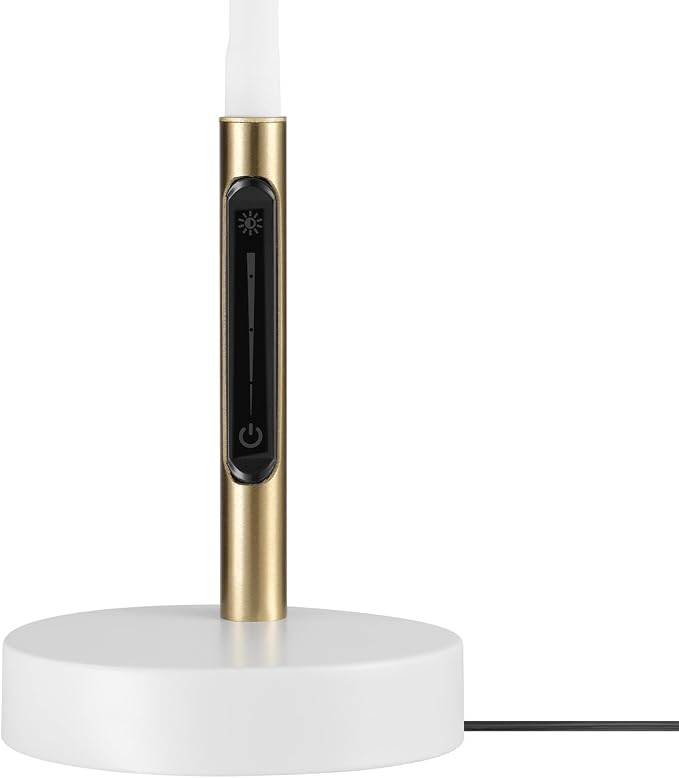 Globe Electric 62000035 15" LED Integrated Desk Lamp, Matte White, Brass Accent - Image 8
