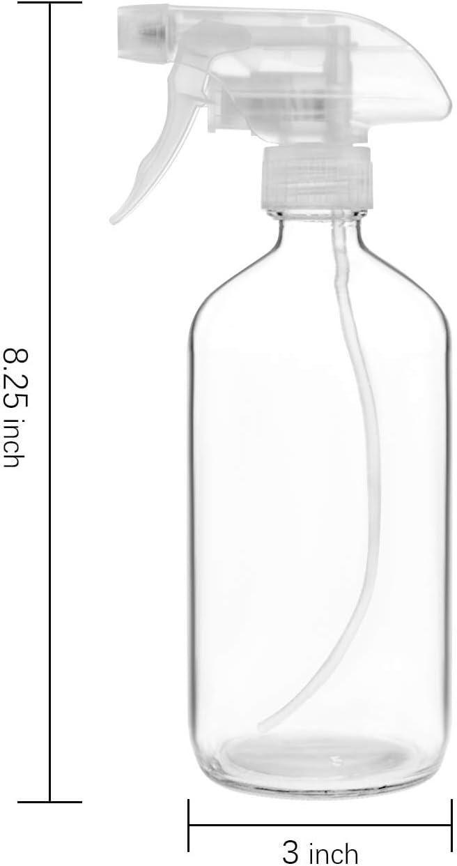 9 Pack Glass Spray Bottles, 16oz Empty Clear Boston Round Bottles Refillable - Image 2