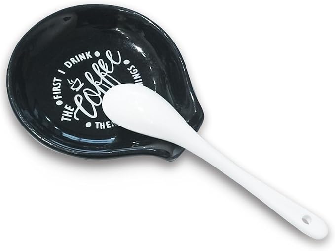 Funny Coffee Quote First I Drink The Coffee Then I Do The Things Ceramic Spoon - Image 4