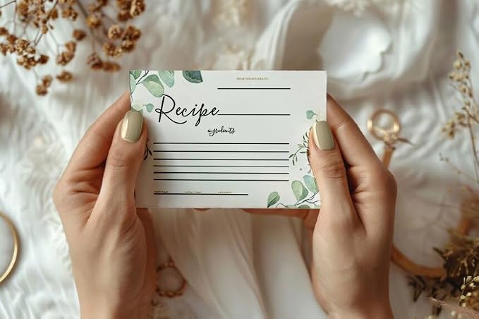 Your Main Event Prints 50 Eucalyptus Double-Sided Recipe Cards – Perfect - Image 7