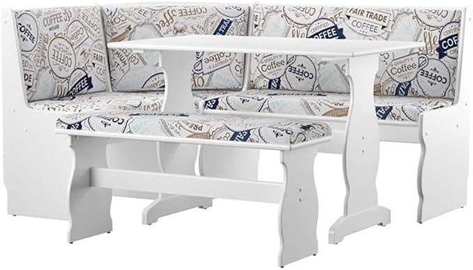 Pemberly Row 3-Piece Upholstered Corner Nook Dining Set, Space-Saving Design by PEMBERLYROW