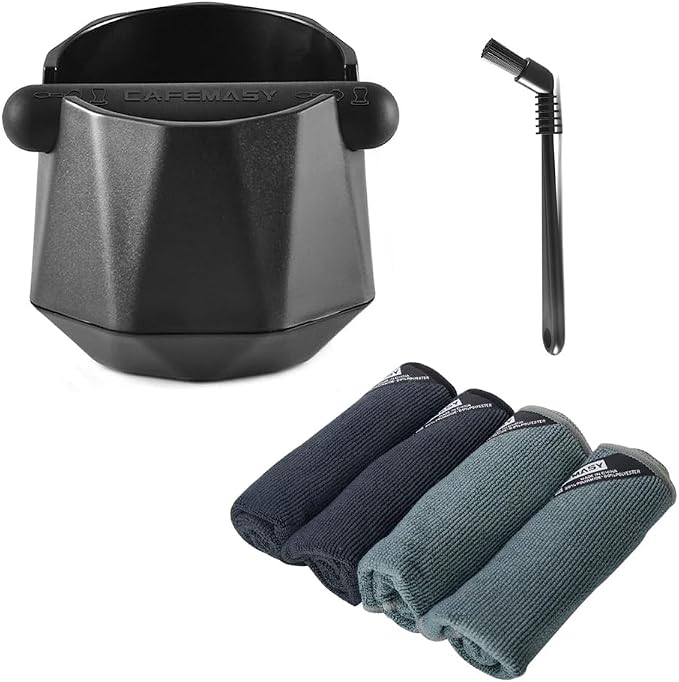 CAFEMASY Espresso Coffee Knock Box and Barista Cleaning Towel Set by CAFEMASY