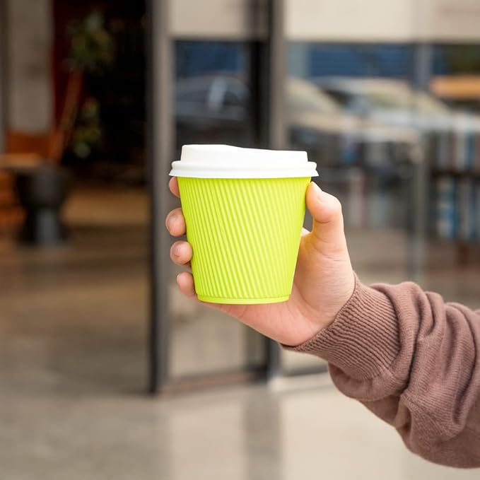 Restaurantware Ripple Wall Coffee Cups 25 Count 8 Ounce Insulated Eco Green - Image 10