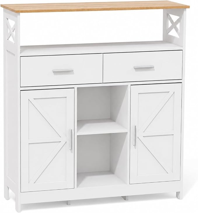 Coffee Bar Cabinet with Storage, 35.4" Kitchen Storage Cabinet with 2 Drawers by Unknown