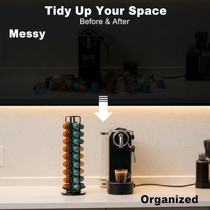 Coffee Pod Holder for Nespresso OriginalLine Capsules, Rotating Carousel Coffee - Image 4