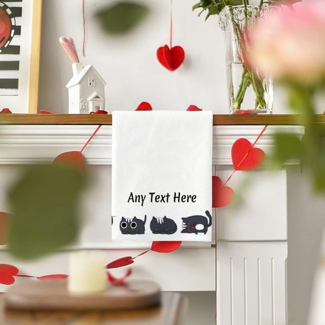 Custom Cat Kitchen Towel 2-Pack Set, Design Your Own Text One Side, Custom - Image 3
