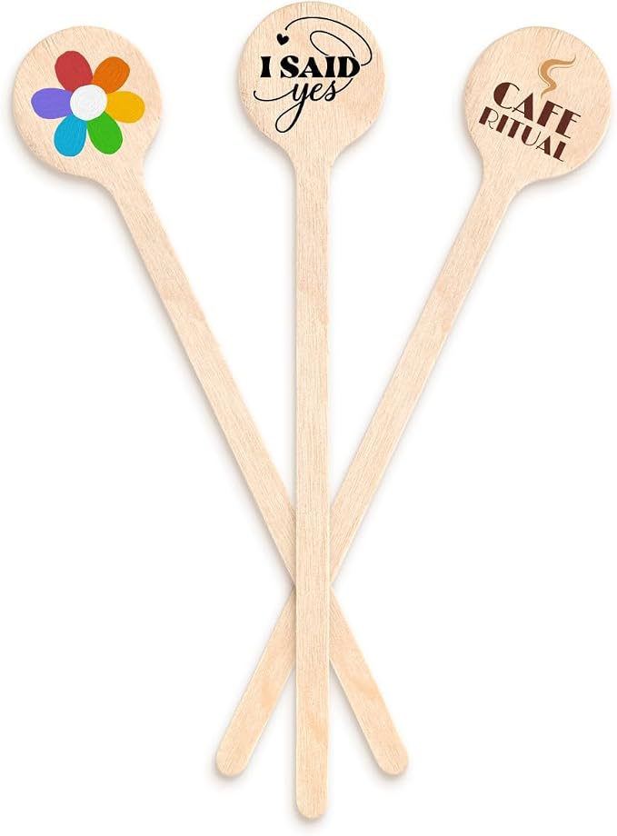 6" Custom Wooden Drink Stirrer – Personalized Swizzle Sticks by SmartPackUSA