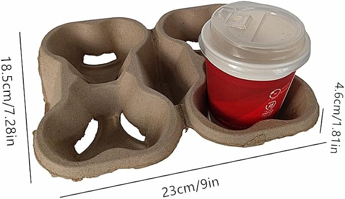 36 Pack Disposable 4 Cup Drink Carrier Trays, Biodegradable Pulp Fiber Coffee - Image 2