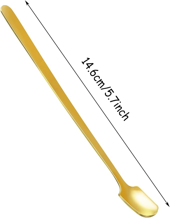 Gold Long Handle Spoon Stir Stick 5.7inch Square Head Stainless Steel Stirrer - Image 2