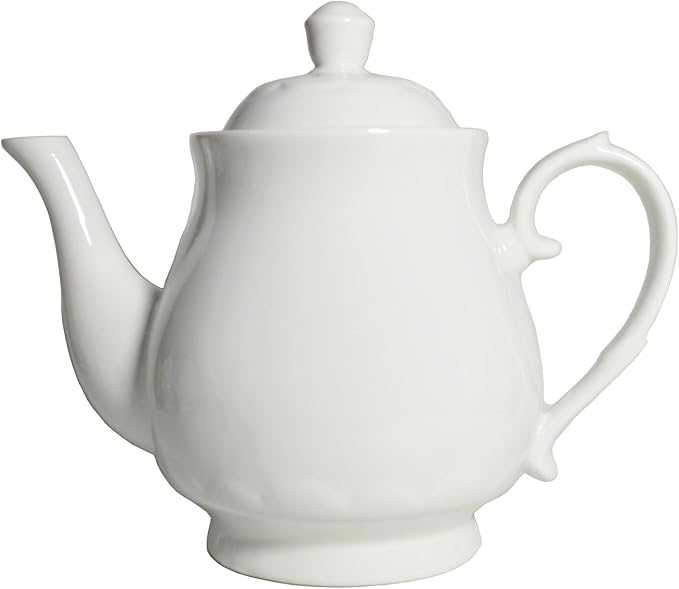 White Porcelain Teapot, Large Chinese Lotus Tea Pot Coffee Tea Water Pot - Image 2