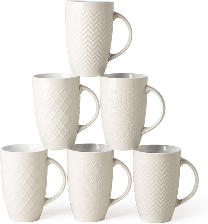 AmorArc Extra Large Coffee Mugs Set of 6, 20oz Ceramic Tall Coffee Mugs Set by AmorArc