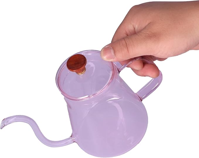 Glass Coffee Kettle, High Borosilicate Crystal Clear Gooseneck Spout, 350ml - Image 7