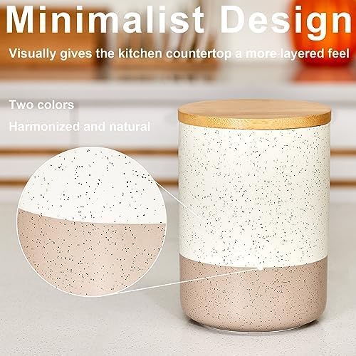 Yangbaga Canister Sets for Kitchen Counter, 40 OZ Large Ceramic Food Storage - Image 6