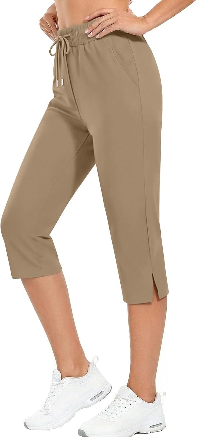 Capri Yoga Pants for Women Drawstring Elastic Waisted Trousers Summer Jogger - Image 7