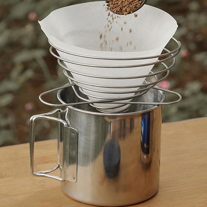 VICASKY 2pcs Stainless Steel Coffee Filter Cup Stand Dripper Drip Filter Rack - Image 4