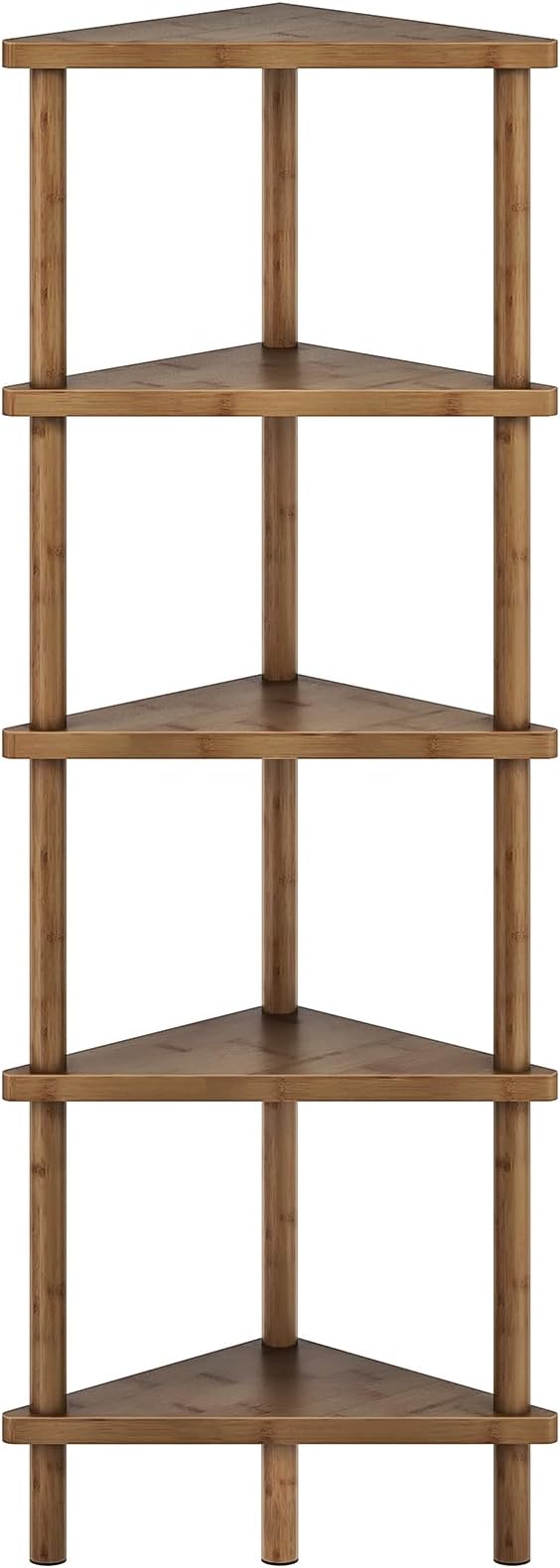 HOOBRO Corner Shelf Stand, 5-Tier Bamboo Corner Bookshelf, Plant Display Shelf by HOOBRO