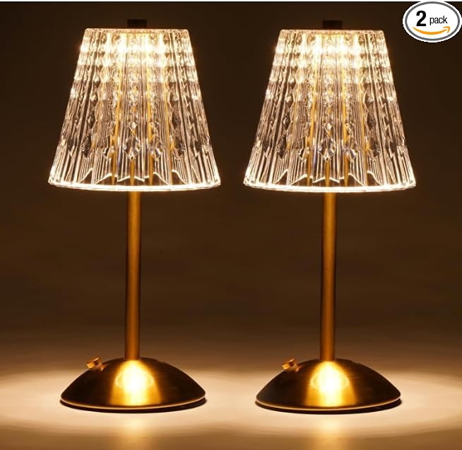 Nusogon 2 Pack Cordless Crystal Table Lamps, Premium Rechargeable Touch Lamps by Nusogon
