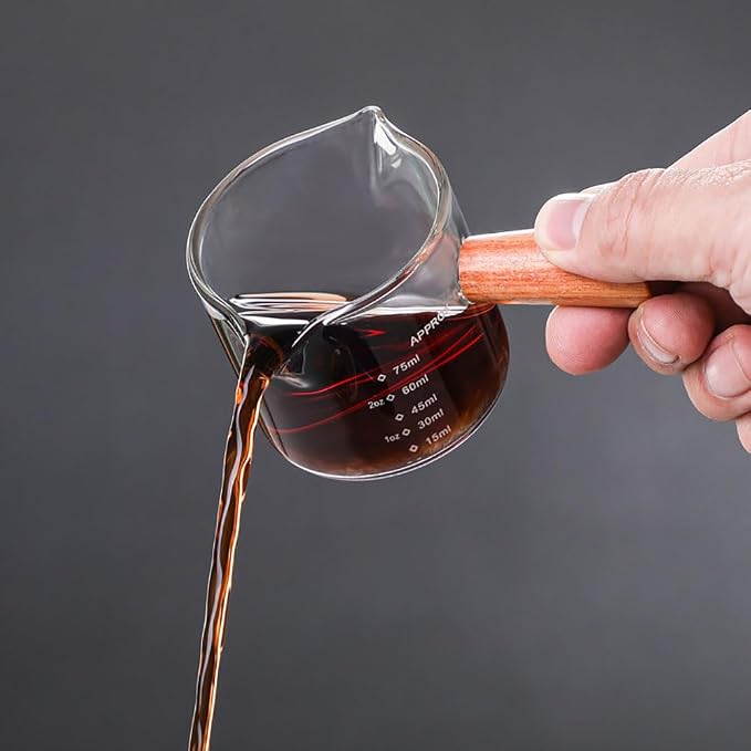 Espresso cup, small milk cup, side handle double V-mouth glass measuring cup - Image 2