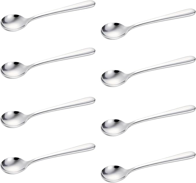 Small Spoons for Spice Jars 8 PCS 3.5 Inch Mini Spoons Silver Stainless Steel by IAXSEE