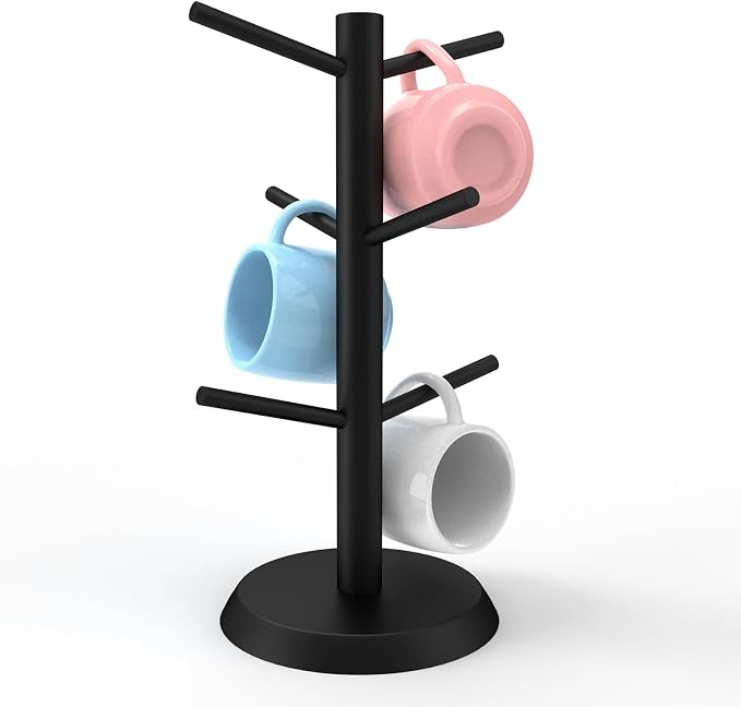 Black Coffee Mug Holder, Non-Slip Cup Tree by KETWOD