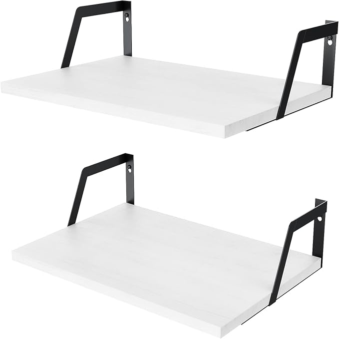 SRIWATANA Floating Shelves Wall Mounted Set of 2 Rustic Wood Shelves by SRIWATANA