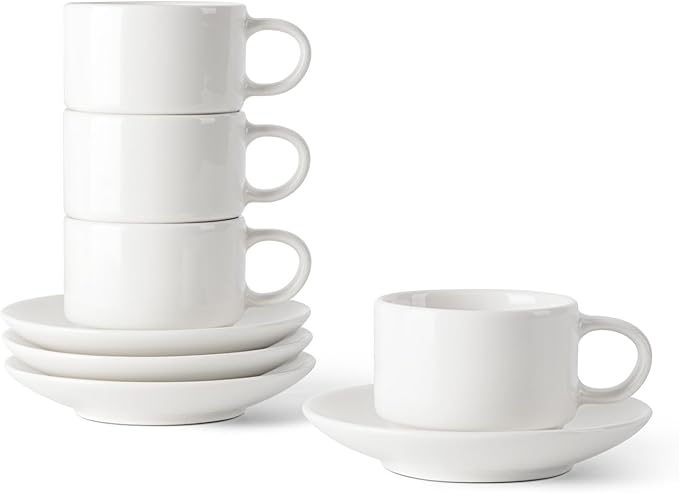 DOWAN 2.5 OZ Stackable Espresso Cups, Porcelain Coffee Cups by DOWAN
