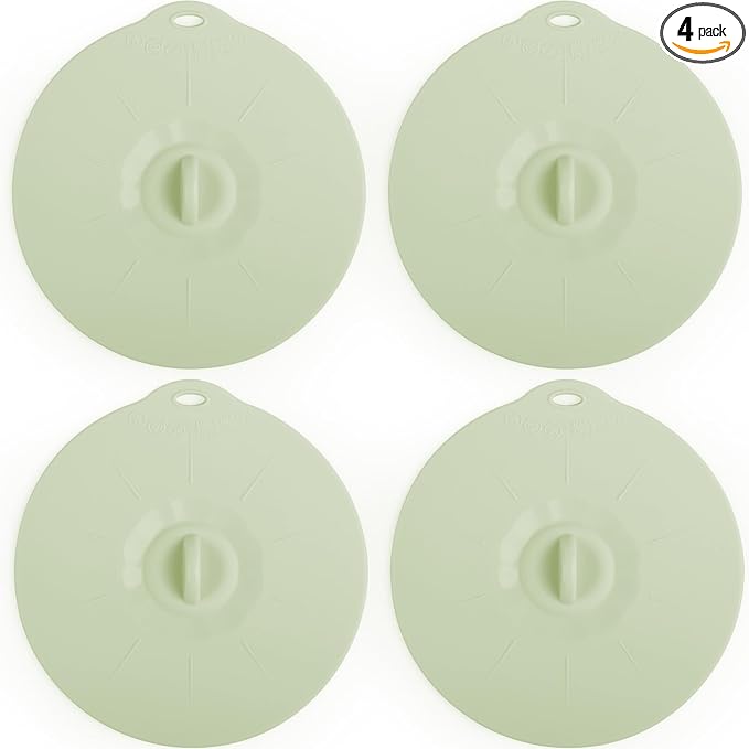 4 Pack 3.9" Silicone Lids for Cups Bowls Plates Pans, Microwave Splatter Cover by veelam