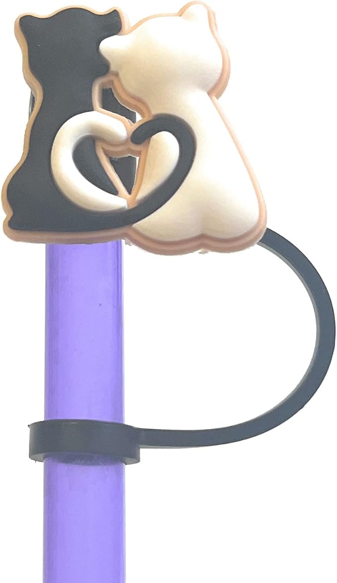 6 Pack 8mm Straw Toppers Cute Kitten - Image 2