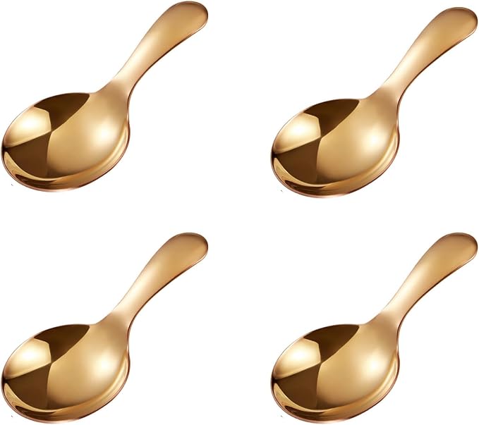 4PCS Mini Scoop for Canisters, Stainless Steel Short Handle Spoon Salt Spoons by WenTigDY