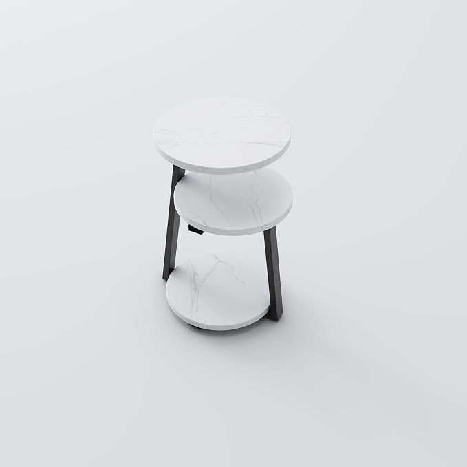 3-Tier Round End Table for Small Spaces, 13.8 Inch Compact Bedside Nightstand - Image 4