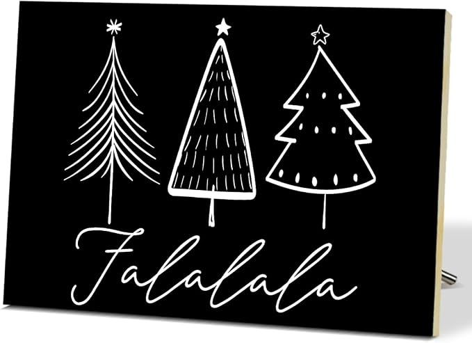 Falalala Merry Christmas Signs for Wall Decorations, Tree Wood Tabletop Decor by Unknown