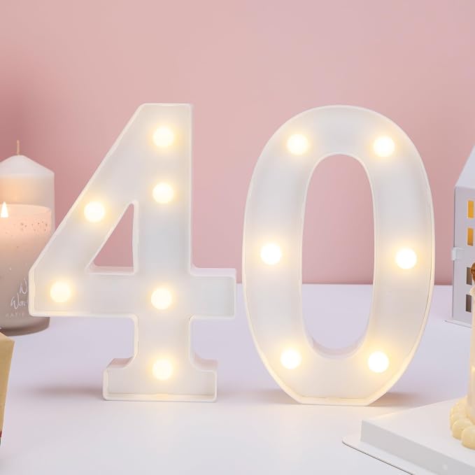 Light Up 40 Number Lights, Warm White Decorative LED Light Up Numbers, Battery - Image 7