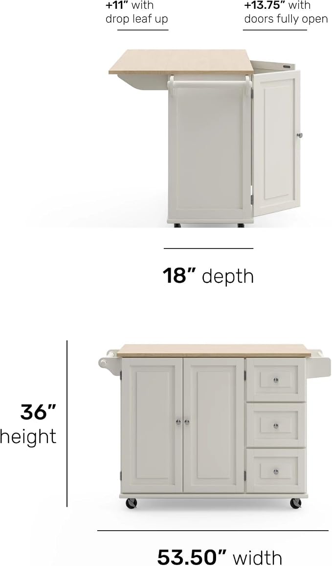 Homestyles Dolly Madison Off-White Mobile Kitchen Island Cart - Image 4