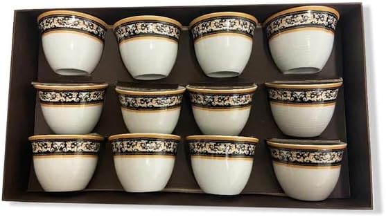 Arabic Coffee Tea Espresso Cortadito Porcelain Tea Cups Set, 12 Pieces Gift Box by Unknown