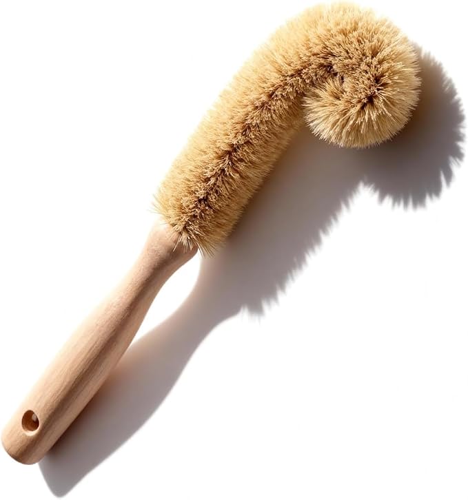 Bottle Brush Cleaner with Long Beech Wood Handle, Scratch-Safe, L-Shaped Design by milinkllc