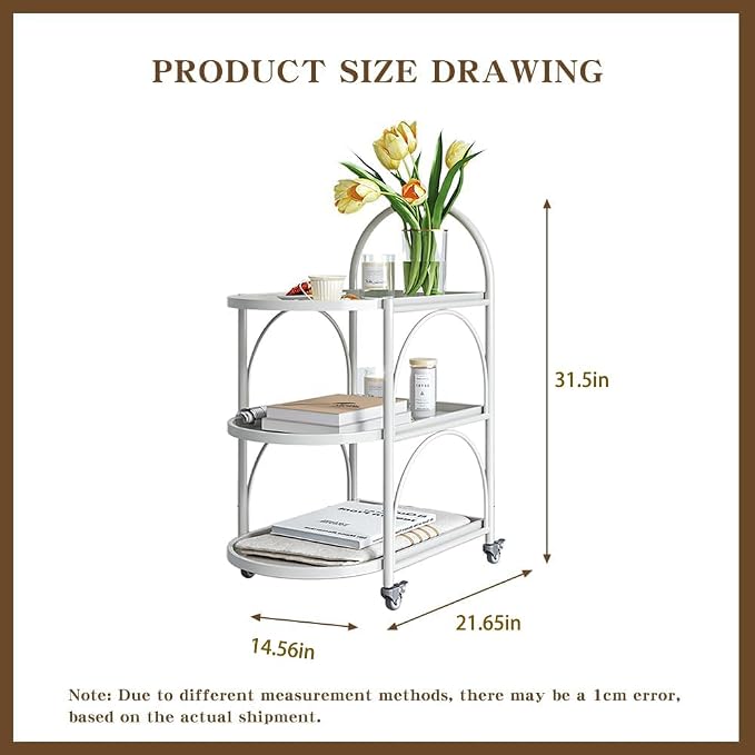Bar Cart, Metal Serving Cart for The Home, Small Coffee Cart, Drink Cart - Image 2
