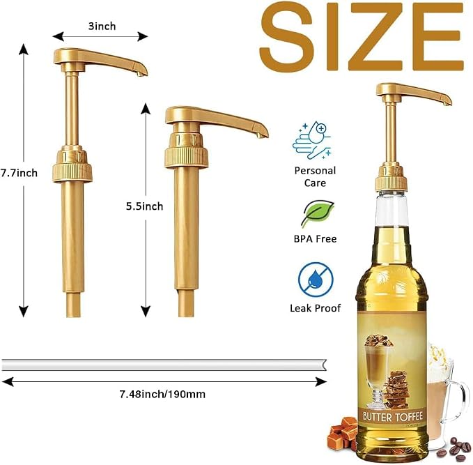 Premium 8 Packs Coffee Syrup Pump Dispenser, Fits 25.4 Oz/750ml Coffee - Image 4